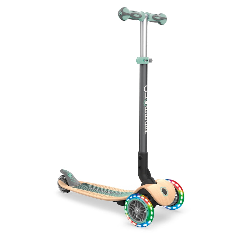 Globber Primo Foldable Wood Lights Scooter - Mint