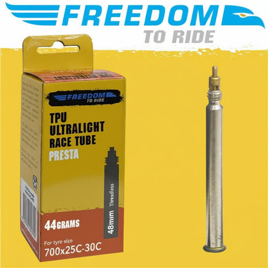 Freedom Tpu Ultralight 44G Race Tube 700X25-30C 48MM Threadless Black Valve