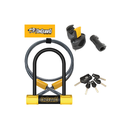 On Guard Bulldog Mini DT U-lock Key 9CM X 14CM With Cable 120CM X 10MM