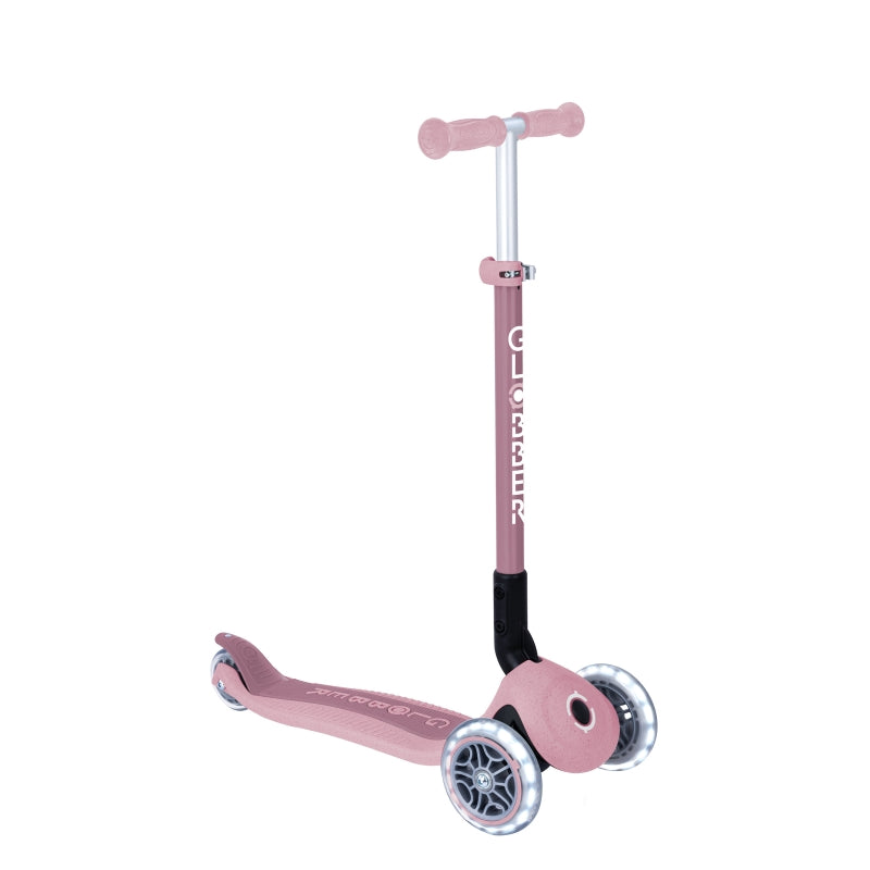Globber Ecologic Primo Foldable Scooter With Lights - Berry