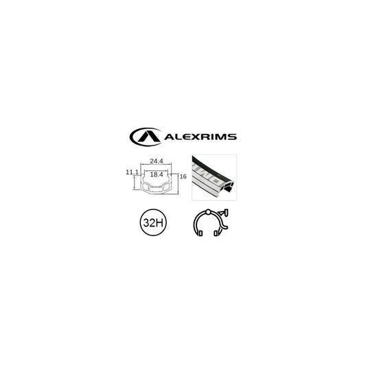 Rim 26 X 1.75 Alex DM-18 D/w Black Ano W/msw And Eyelets 32H S/v And Wear Line Indicator .