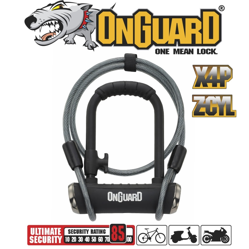 On Guard Pitbull DT U-lock Key 9CM X 14CM With Cable 120CM X 10MM
